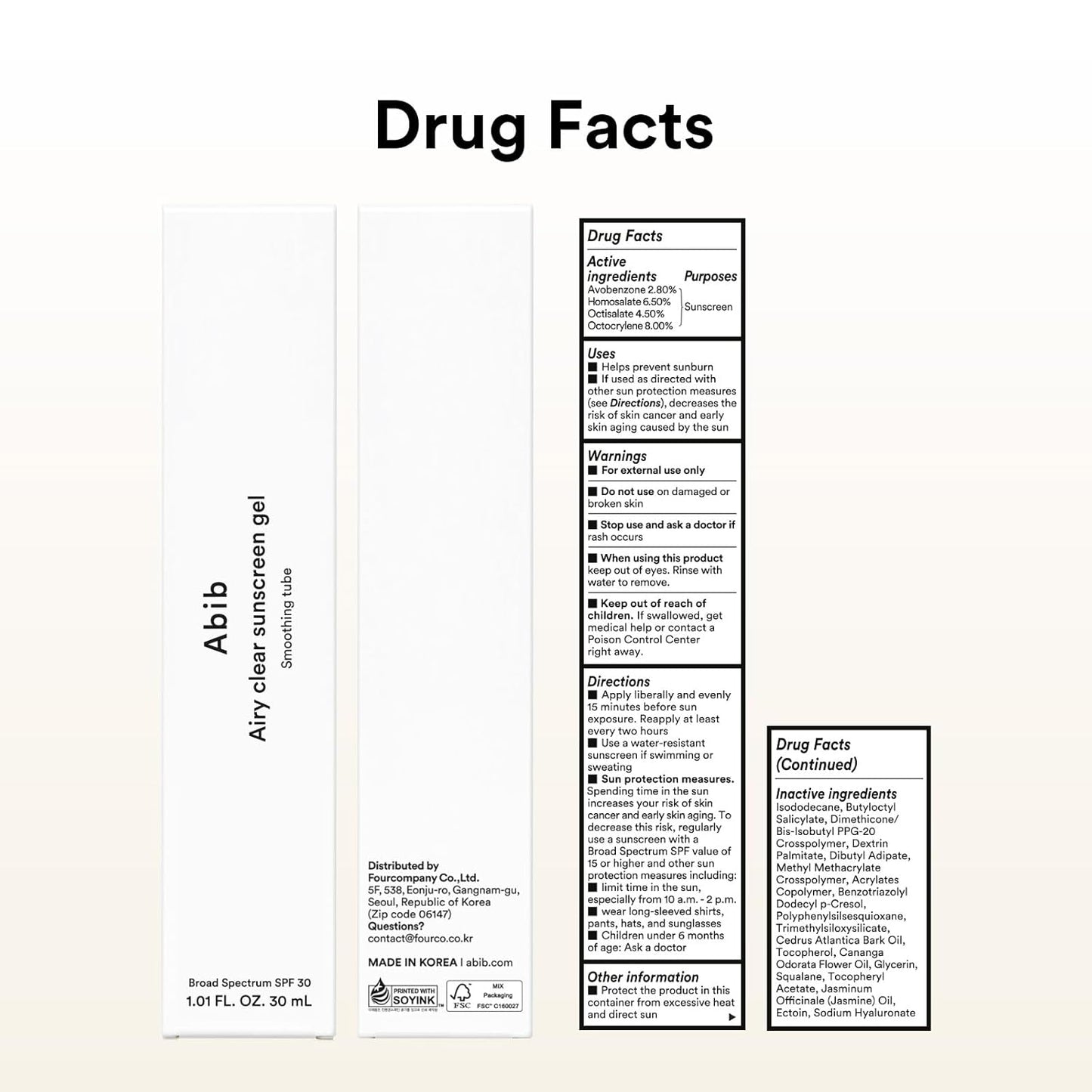 Abib Airy Clear Sunscreen Gel SPF30 1.01 fl.oz / 30 g (Semi- matte) | Korean Suncreen, Suncare, Sunblock, No White cast, Reef Safe, Primer poreless