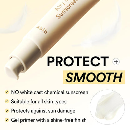 Abib Airy Clear Sunscreen Gel SPF30 1.01 fl.oz / 30 g (Semi- matte) | Korean Suncreen, Suncare, Sunblock, No White cast, Reef Safe, Primer poreless