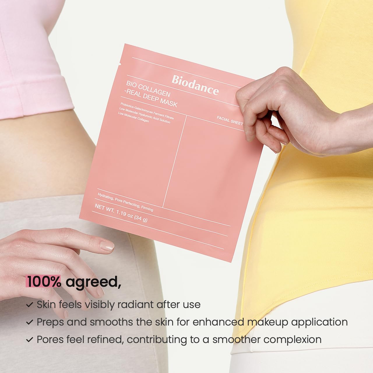 BIODANCE Bio-Collagen Real Deep Mask, Hydrating Overnight Hydrogel Mask, Pore Minimizing, Elasticity Improvement, Korean Skincare | 1.19oz(34g) x 4ea