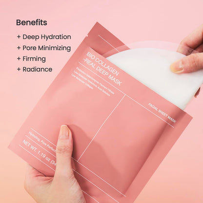 BIODANCE Bio-Collagen Real Deep Mask, Hydrating Overnight Hydrogel Mask, Pore Minimizing, Elasticity Improvement, Korean Skincare | 1.19oz(34g) x 4ea