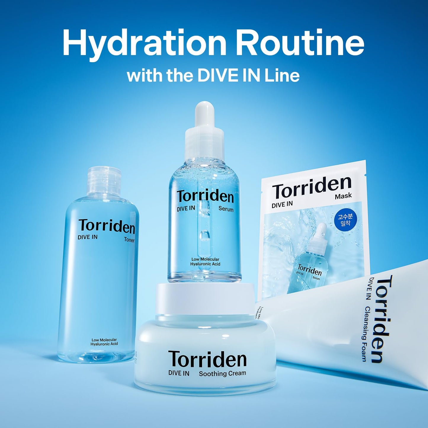 Torriden DIVE IN Hyaluronic Acid Facial Mask (10 sheets) | Extra Moisturizing Care | Hyaluronic Acid, Panthenol, Allantoin | Korean Face Mask
