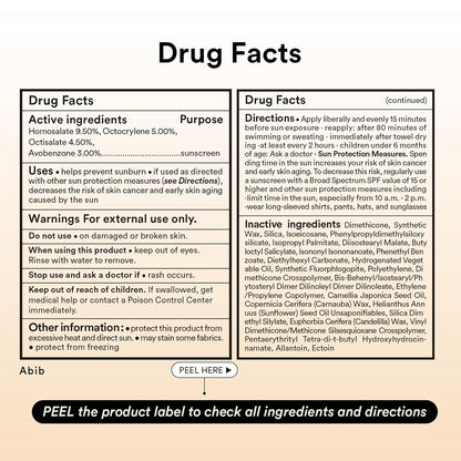 Abib Airy Sunstick Protection Bar Broad Spectrum SPF50+ 0.81 oz / 23 g (Semi-matte) | Korean Suncreen Stick Suncare Sunblock, No Whitecast, Protector Solar Barra, Water resistant