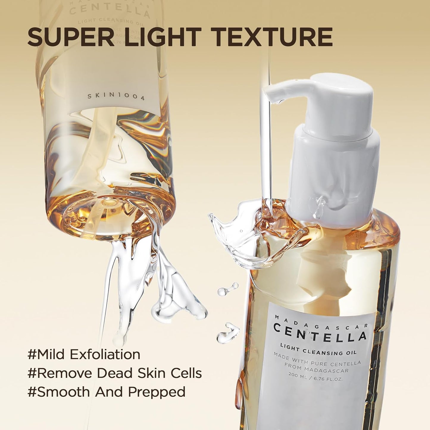SKIN1004 Madagascar Centella Light Cleansing Oil 6.76 fl.oz, 200ml | Gentle Oil Cleanser for Face, Korean Facial Cleanser, Double Cleansing
